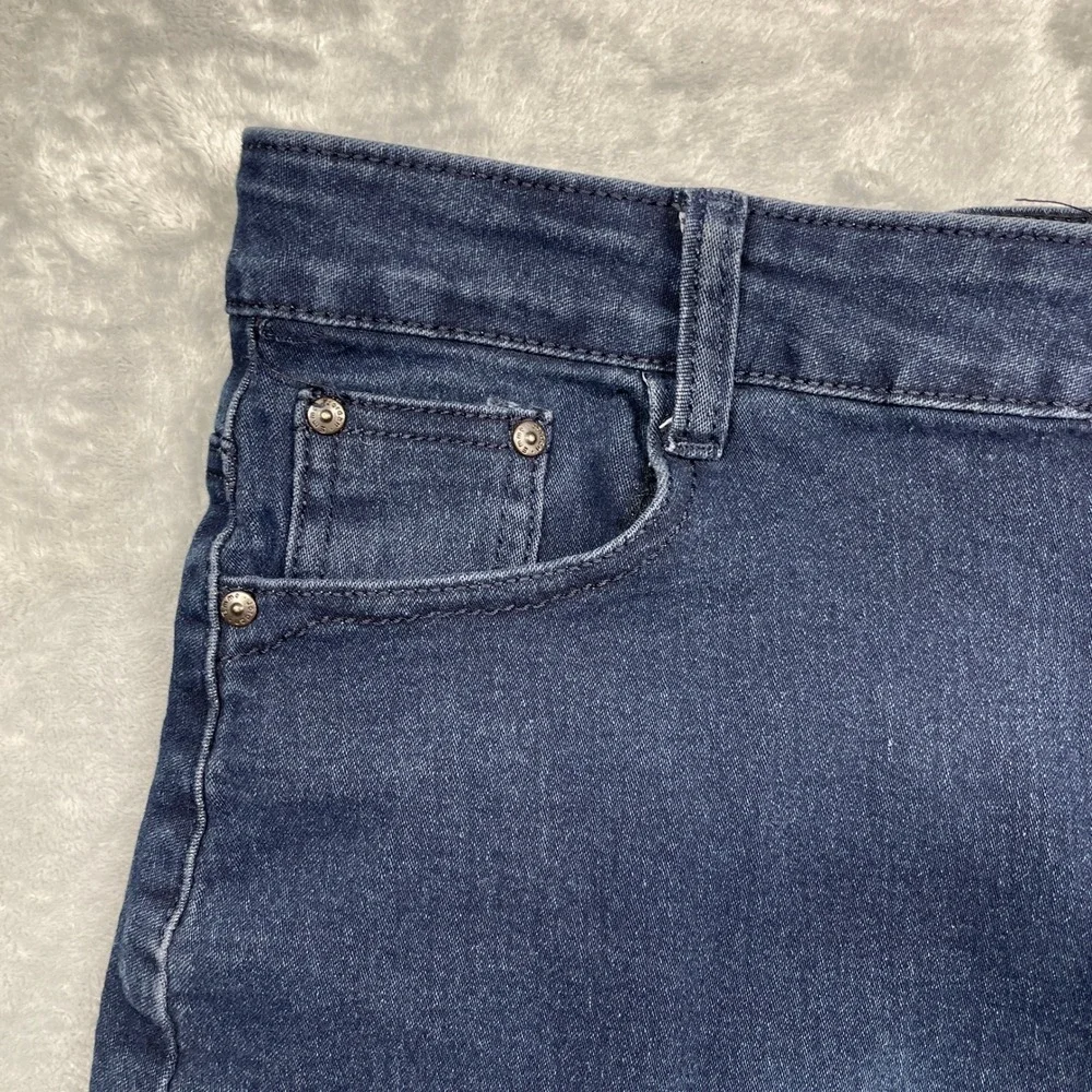 Emme Jordan Denim Skirt Womens Medium‎ Blue Dark Wash Stretch Pencil Embroidered